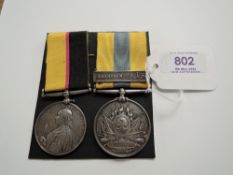 A pair of Sudan Medals, the Queens Sudan Medal 1899 and the Khedives Sudan Medal 1896-1908 with Kha