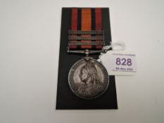 A Queens South Africa Medal to 3252 Sgt.W.HAMILTON.1st.HIGH.LT.INFY with three bars, Wittebergen,