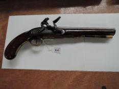 A Scottish Flintlock Pistol by Wm McLauchlan Edinburgh, with octagonal barrel, brass trigger