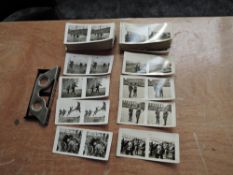 A collection of German WWII Stereoscopic Cards and Metal Viewer, cards include Hitler, Rudolf