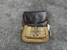 A Victorian Royal Artillery Officers Full Dress Embroidered Pouch with outer leather pouch