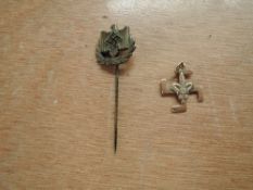 A WW2 Swastika and Eagle Pin and a 9ct gold Swastika and Boy Scout Pendant