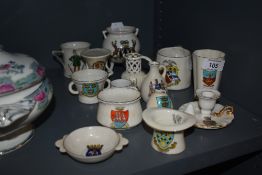 A selection of tourist keepsake crested wares including Carlton ware and Goss