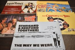 Five genuine vintage film quad posters of musical and comedy interest including Barbara Streisand