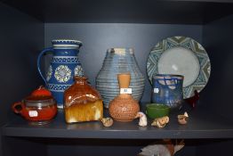 A selection of studio and art pottery including West German