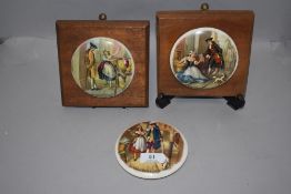 Three Pratt ware paste pot advertising lids two being framed