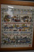 A 20th century needle work embroidery relating to the Mid Atlantic sea board