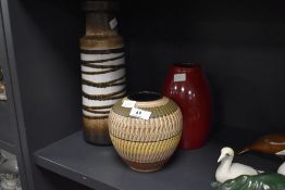 A selection of mid century West German pottery including mono glazed and hand decorated