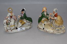 Two vintage Staffordshire flat back style figures