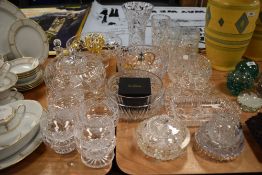 A large collection of clear cut crystal glass wares including Stuart Bohemian and Ravensglass