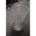 A substantial large clear cut crystal glass table centre vase
