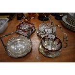 A selection of glass and silver plated bonbon dishes