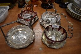 A selection of glass and silver plated bonbon dishes