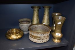 A selection of middle eastern metal wares including Islamic and Persian designs
