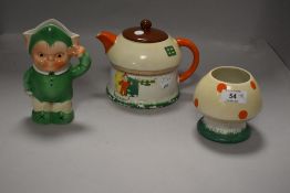 Mabel Lucie Attwell for Shelley Boo Boo Toadstool Teapot, jug and goblet.