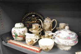 A selection of Chinese inspired ceramics including ginger jar and Noritake part tea set