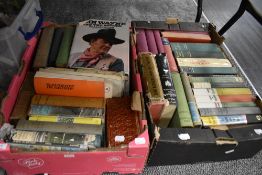 Two boxes of text and reference books including John Wayne interest