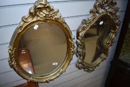 A matched pair of gilt plaster wall mirrors, From the estate of the late Cedric Robinson, Guide over