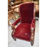 A 19th Century heavy mahogany framed easy chair