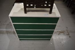A painted ply chest of four drawers, width approx. 76cm