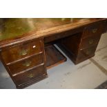 A late 19th or early 20th Century oak partners desk, approx. 150 x 105cm