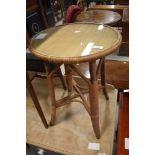 A vintage wickerwork side table