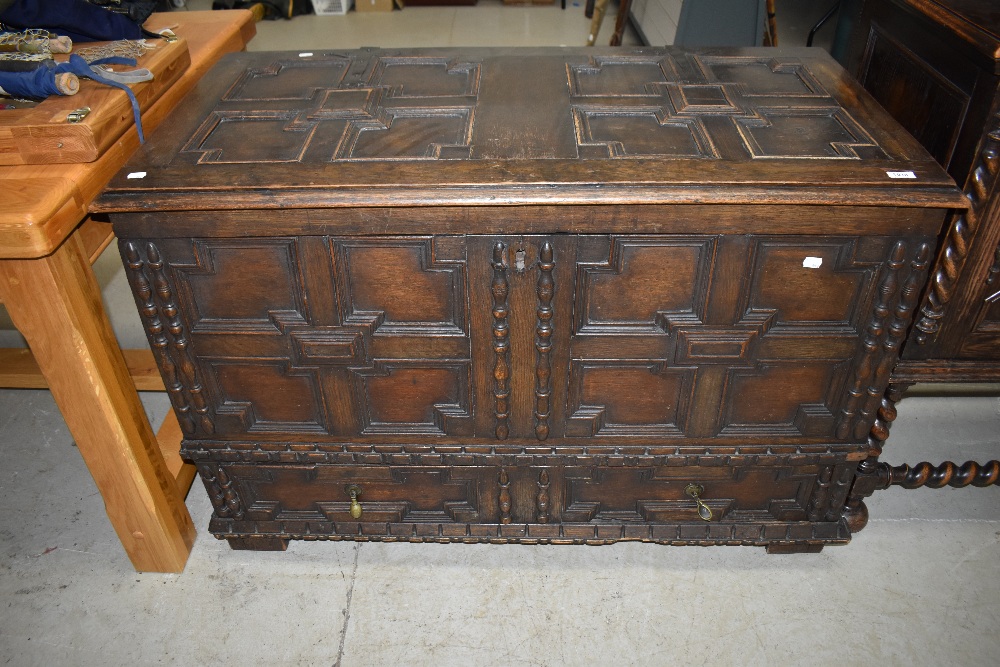 A 20th century Scottish kist with some earlier parts later added with under drawer