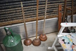 Three vintage copper topped washing possers