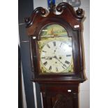 An 18th Century mahogany long cased , having 8 day movement with painted pictorial dial, named for