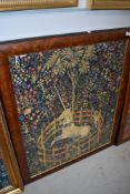 A woolwork tapestry , Unicorn, in walnut frame