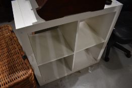 A modern laminate modular storage shelf