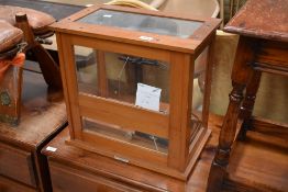 A set of traditional cased lab scales, named for Reynolds and Branson Ltd, Leeds