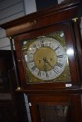 An 18th Century and later oak cased long case clock having 8 day movement, brass and silvered dial
