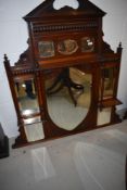 A Victorian mahogany over mantel mirror