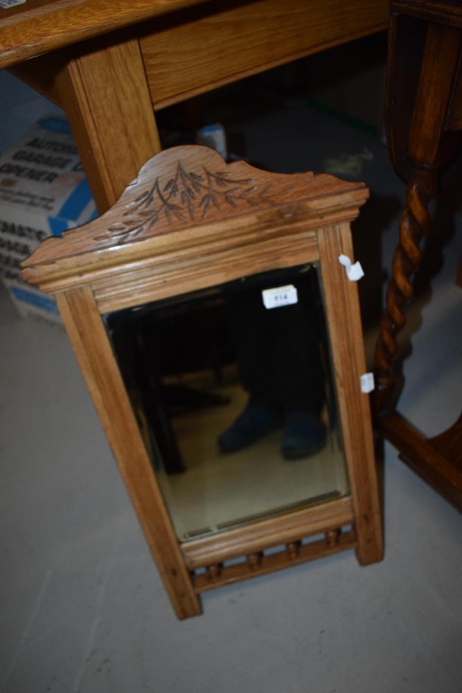 A Victorian stripped hall mirror, height approx. 65cm