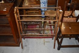 A Victorian stained frame towel rail