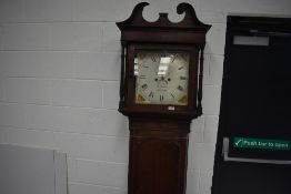 A 19th Century long case clock , having 8 day movement and painted dial, signed for Wm Scales ,