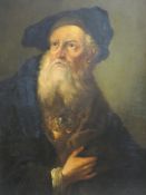 An oil painting on mahogany panel, follower of Rembrandt, in the style of Gerrit Dow or Christian