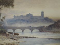 A watercolour, Reginald Aspinwall, Our Duke's own Castle, Time honoured Lancaster, signed and