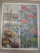 An oil painting, L Renton, Recollection of Bosham, attributed verso, 75 x 68cm, plus frame