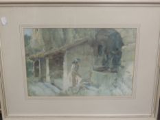 A print after William Russell Flint, The Wishing Well, 27 x 38cm, plus frame and glazed