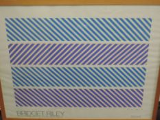 A poster print, after Bridget Riley, Touring Exhibition of Silkscreen Prints 1965-78, signed and