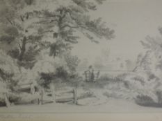 A pencil sketch, attributed to Philip Vandyck Browne, Battlefields Salop, attributed verso, 9 x