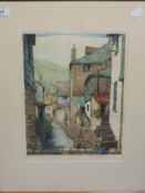 An etching, after J Lewis Stant, Polperro, signed and blind stamped, 32 x 23cm, plus frame and