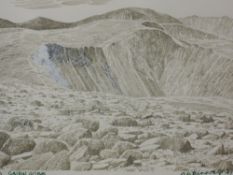 A pen and ink sketch, Alfred Wainwright, View From Cairngorm, signed, 17 x 21cm, with additional