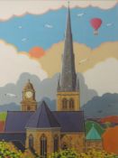 An acrylic painting, Chas Jacobs, St Peter's Cathedral Lancaster, signed, 34 x 22cm, plus frame