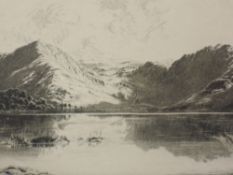 An etching, B Eyre Walker, Buttermere, signed, 18 x 28cm, plus frame and glazed