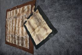 A late 19th/early 20th century hand made felt backed rabbit fur carriage rug and similar smaller