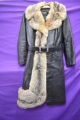 A 1970s leather and fur belted coat' Diana Warren,Blackpool'.