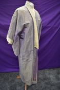 An antique iridescent lilac and cream kimono or kimono dressing gown.